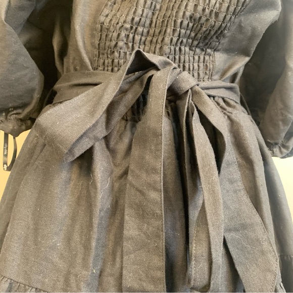 City Chic Linen Blend Off Shoulder Tiered Puff Sleeve Midi Dress - Picture 7 of 14